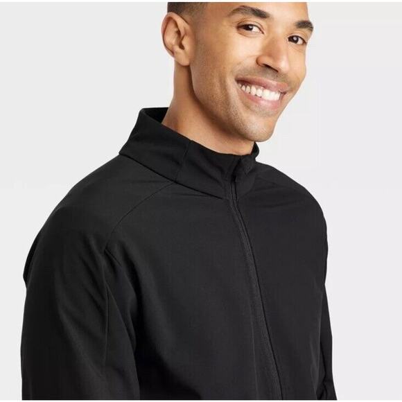$48 All In Motion Men's Zip-Up Winter Wind-Resistant Softshell Jacket Black Smal - Picture 10 of 10